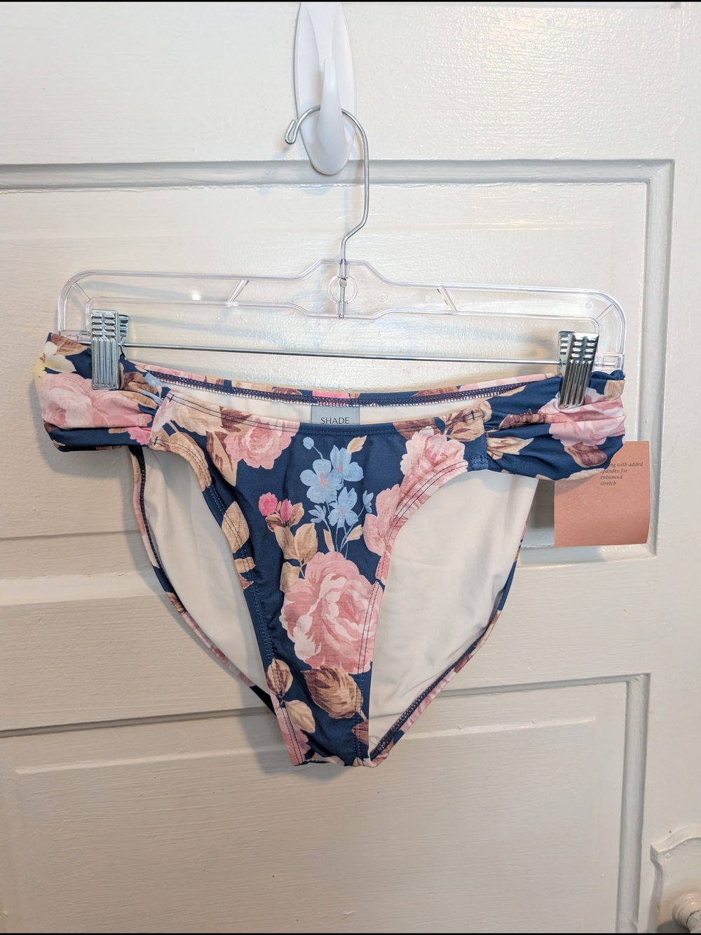 NWT Navy Floral High Leg Bikini Swim Bottoms Pink & Blue Flowers Shade & Shore